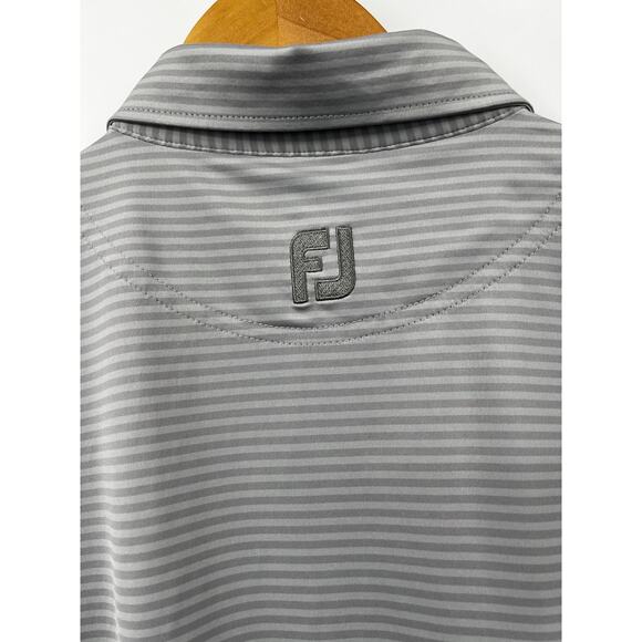 Foot Joy Shirt Mens‎ Large Gray Striped Short Sleeve Collared Golf Polo Top - Picture 7 of 10
